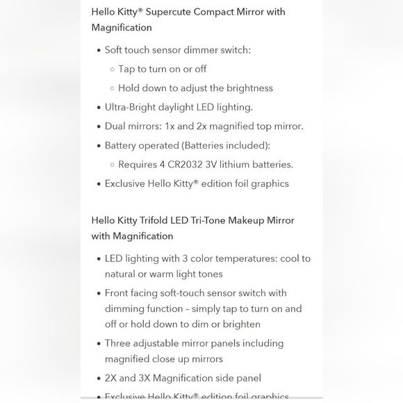 Impressions X Hello Kitty Super Cute Tri-Fold & Compact Mirror Bundle - Picture 3 of 8